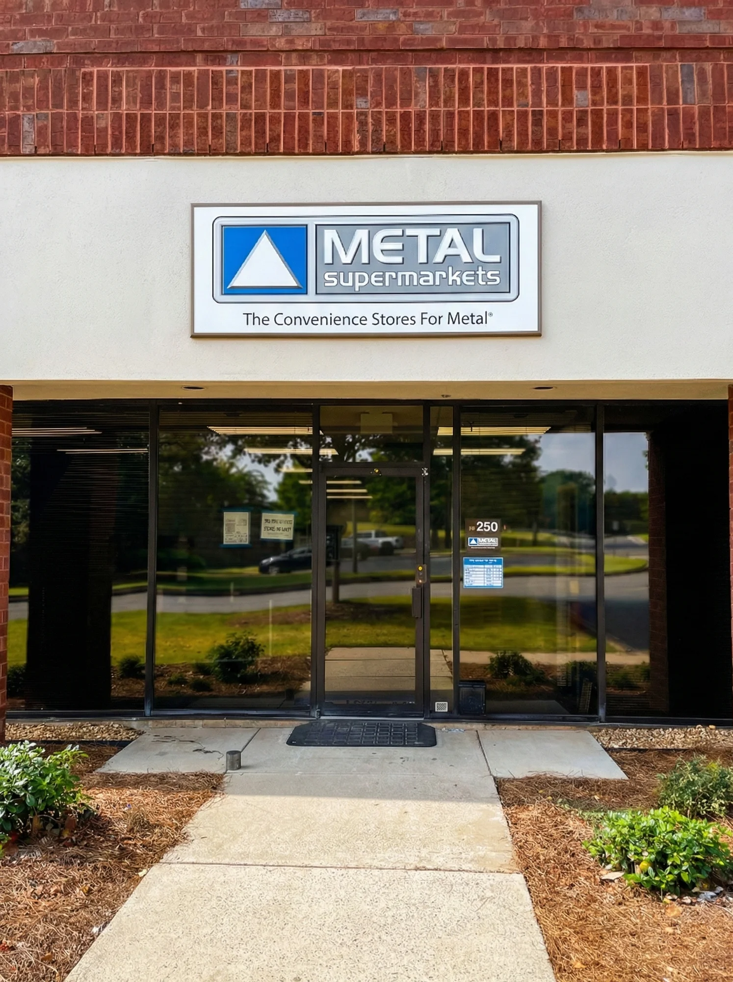 Metal Supermarkets building sign produced by 3GM Signs