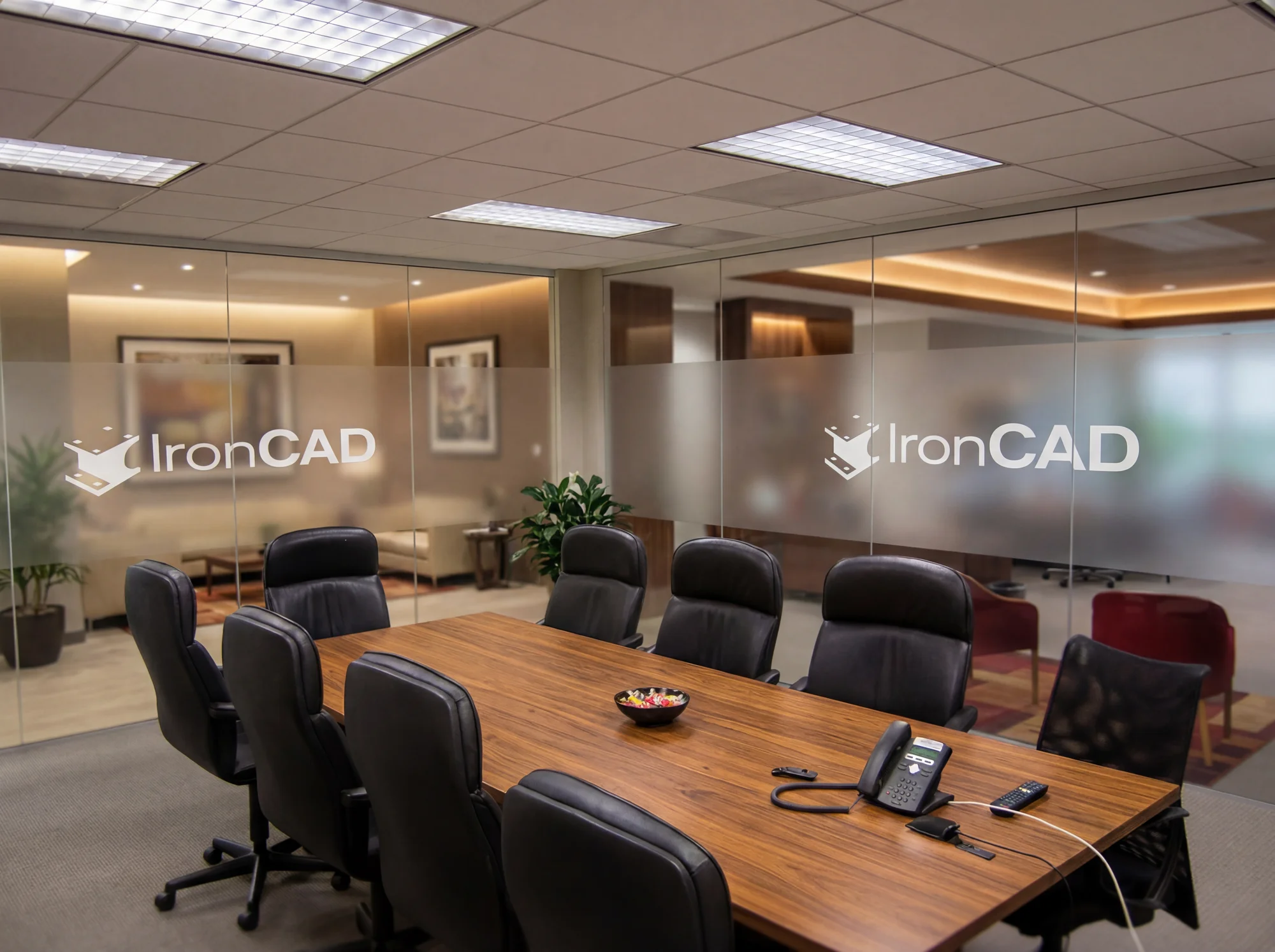 Vinyl etchmark graphics for conference room walls