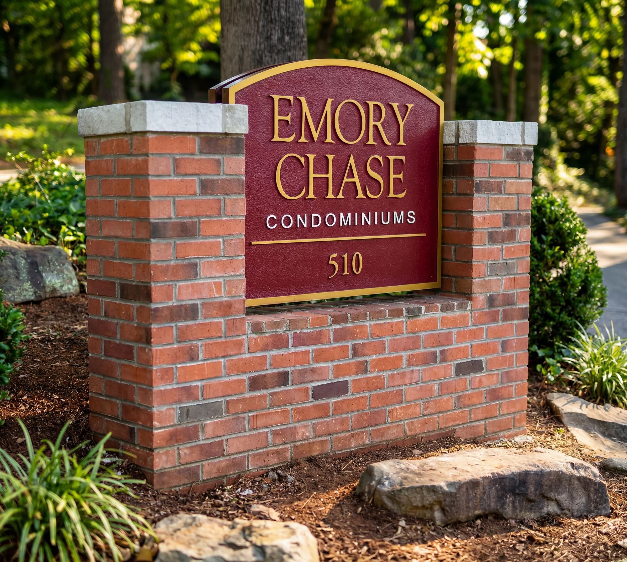 Custom sandblasted HDU signs and brick monument