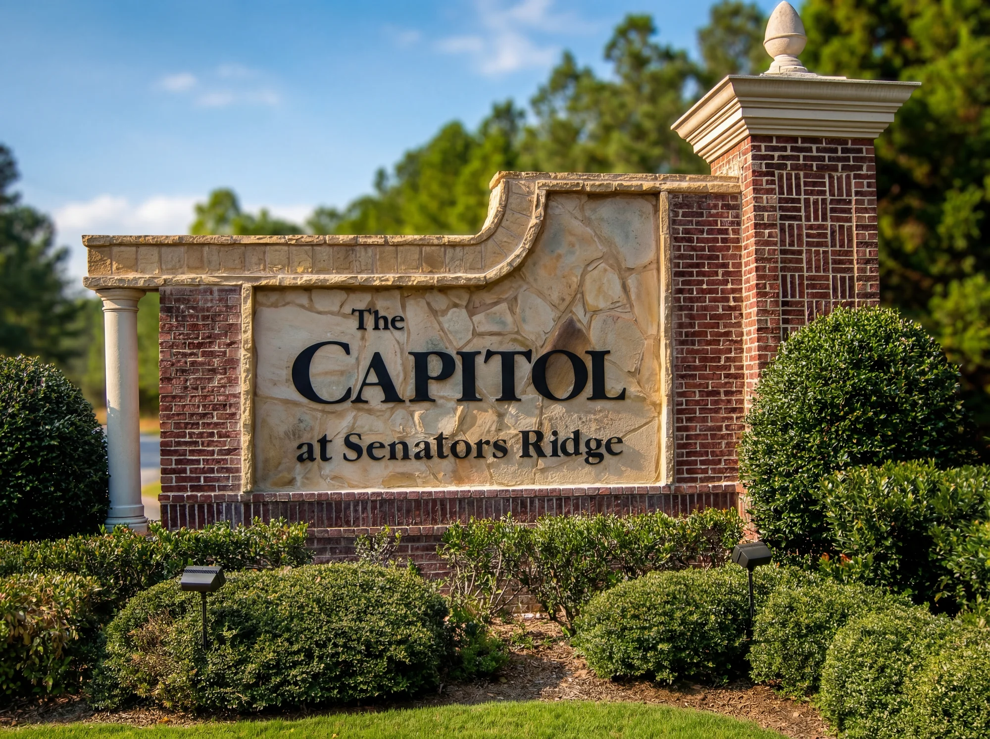 Flat cut aluminum letters mounted on a subdivision sign