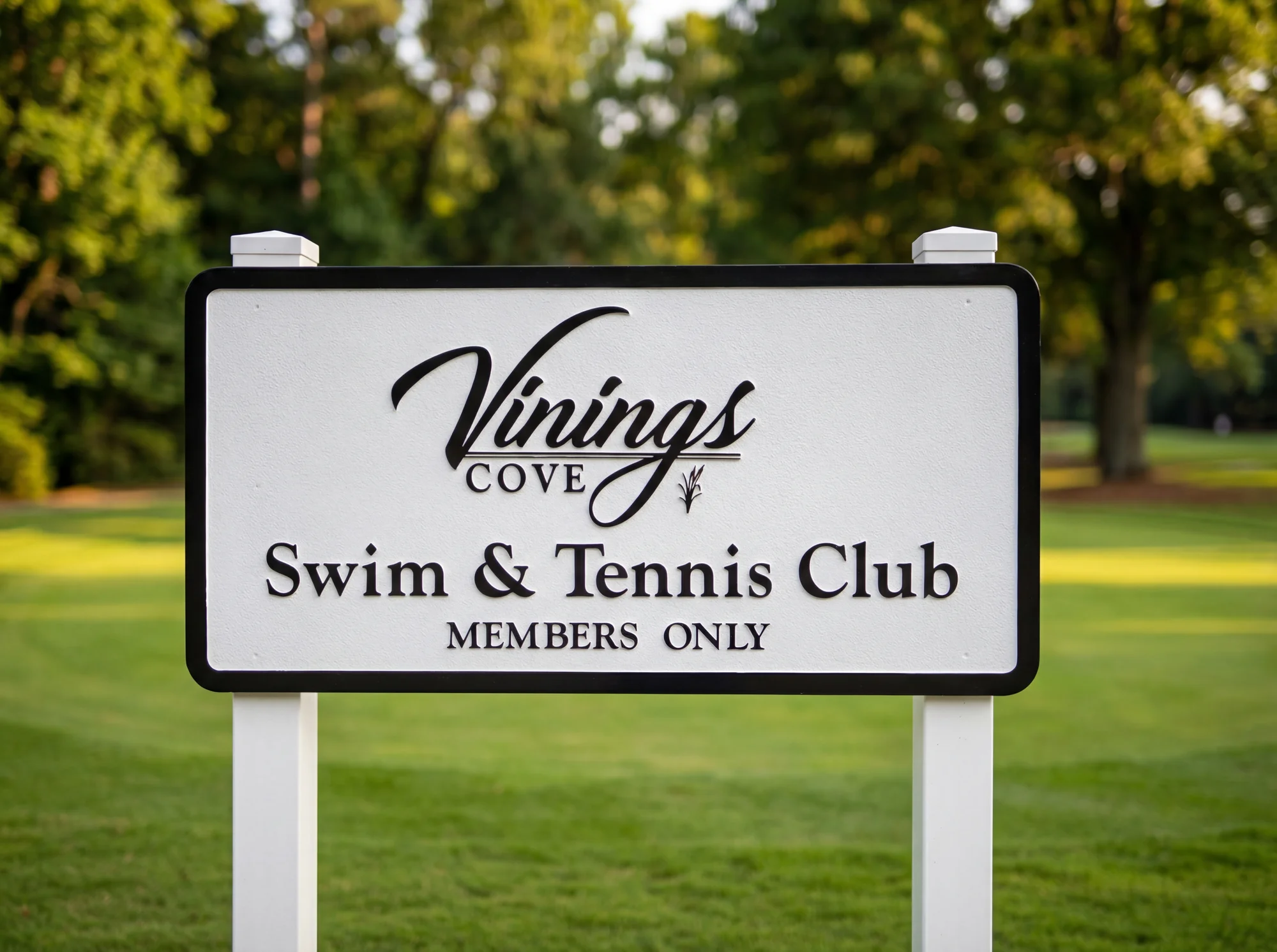 Sandblasted HDU sign on PVC posts