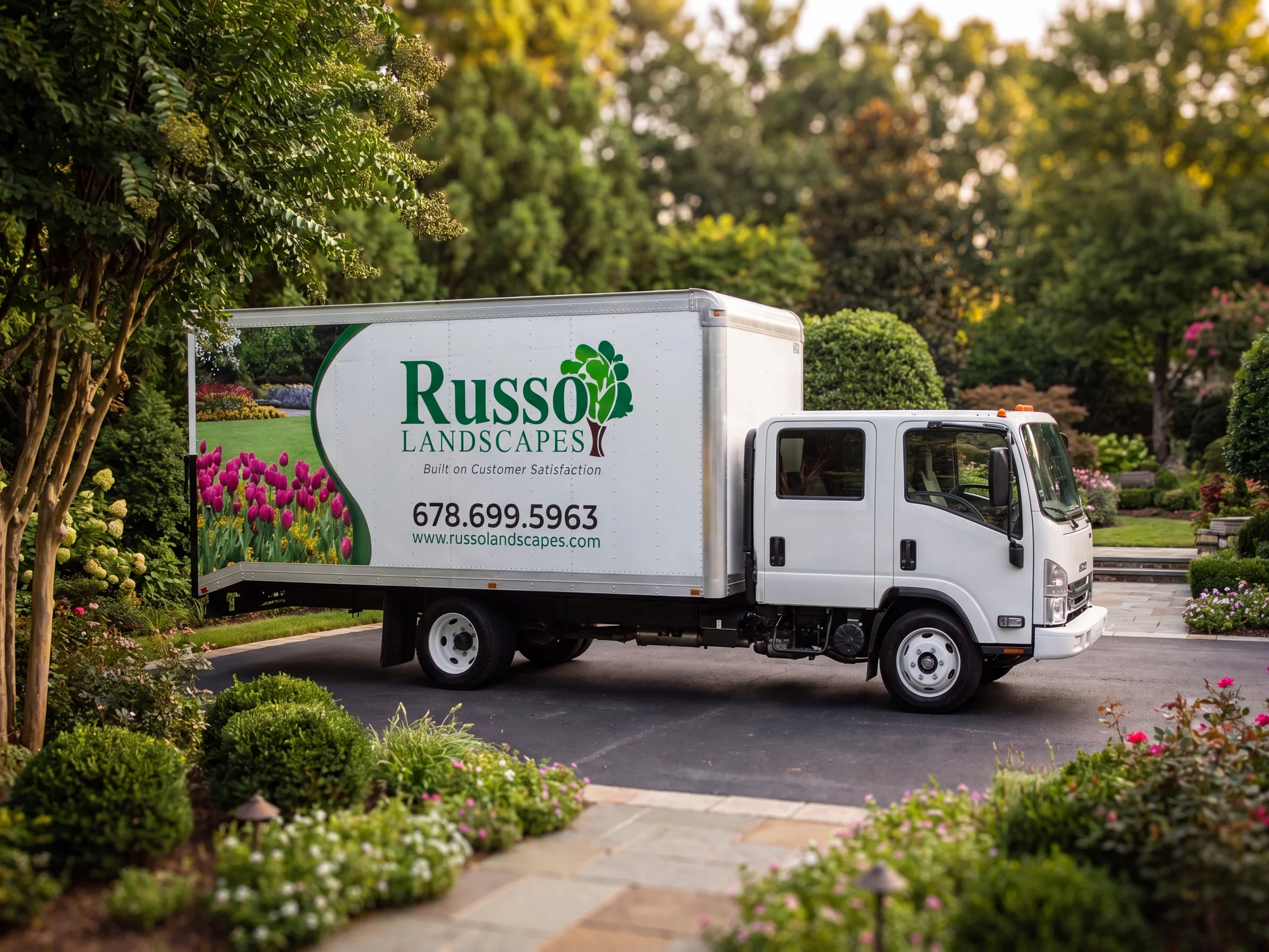Landscaping truck vehicle graphics produced by 3GM Signs