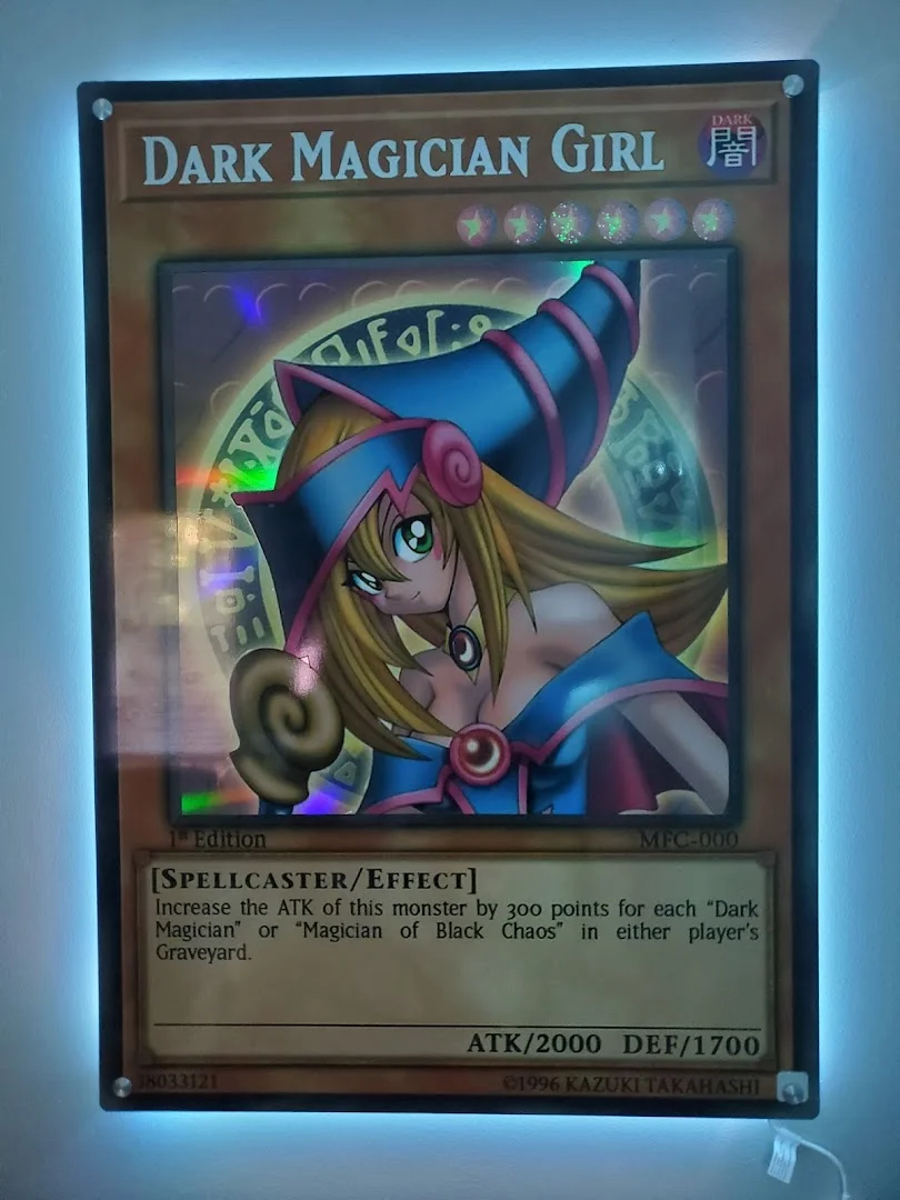 Custom backlit wall-mounted oversized trading card print